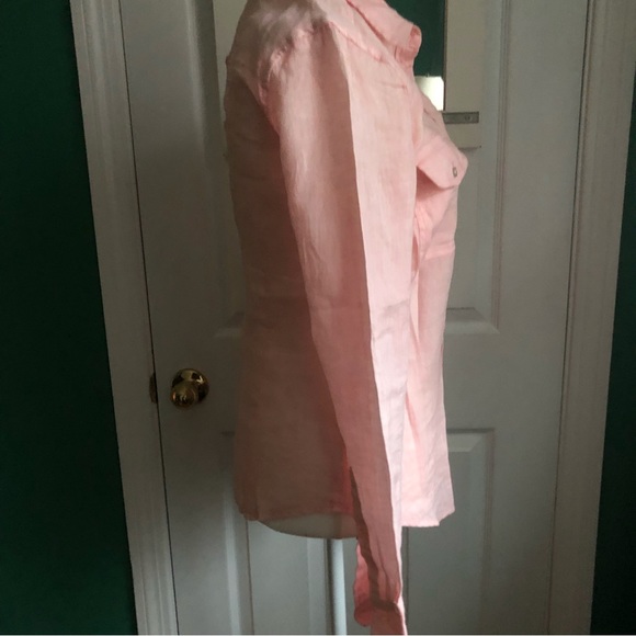 Peach 100% Linen Button Down Blouse/top size S - Picture 5 of 11